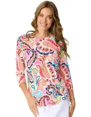 [Fella Hamilton] Luna Boatneck 3/4 Sleeve Tee in Pink Multi