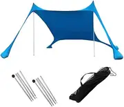Beach Tent Canopy Pop Up, Portable Canopy Sunshade, Tents Beach Tent with Sand Anchor for Beach Camping Fishing Backyard with Beach Blanket 6.56 X 6.88 Ft