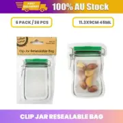 36X Clip Jar Shaped Resealable Bag Zip Lock Craft Reusable Snack Bags 45ml