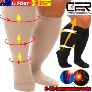 Plus Size Compression Socks Knee High Support Stockings 20-30 mmHg Unisex S-4XL
