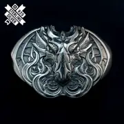 925 Sterling Silver Dragon belt buckle, Scandinavian mythology dragon Fafnir