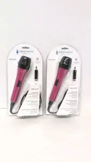 2 Singing Machine Wired Microphone for Karaoke, (Pink) - Unidirectional