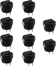 SING F LTD 10PCS Round Rocker Switch On Off 2 Pin AC 12A/125V 6A/ 250V SPST Press Toggle Button for Car Auto Boat Marine Household Appliances Motorcycles Ships Truck Trailers
