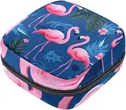 Period Bag,Sanitary Napkin Storage Bag,Flamingo Tropical Palm Leaf,Tampon Holder for Purse
