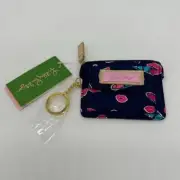 Lilly Pulitzer Keychain wallet Gimme Kiss Zip it Poplin Bright Navy NWT