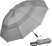 G4Free 46/54/62 Inch Large Compact Golf Umbrella Windproof 10 Ribs Reverse Travel Umbrella for Rain Double Canopy Vented Umbrella Automatic Open Close