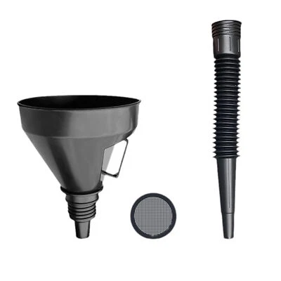Auto Car Motorcycle Boat Flexible Large Funnel Oil Water Gas Fuel Spout Black