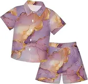 [Caihoyu] Toddler Baby Boy Short Sleeve Button Down Shirt & Casual Shorts Set Casual Toddler Boy Outfits Summer Clothing