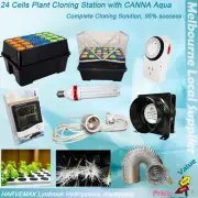 Hydroponic 24 Cells Plant Clone System Cloning Station Grow Light Fan Timer Duct