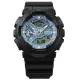 【CASIO 卡西歐】G-SHOCK 經典酷黑 獨特百搭 耀眼冰藍 人氣雙顯 51.2mm(GA-110CD-1A2)