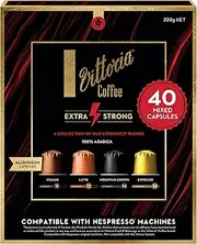 Vittoria Coffee Extra Strong 100% Arabica Nespresso Compatible Coffee Pods. 40 Mixed Capsules Featuring 4 of Our Strongest Blends - 40 Pack