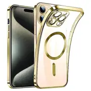 For Apple iPhone 15 Pro Max MagSafe Magnetic Case with HaloLock Shockproof Military Grade Protection Scratch Resistant Back Protective Cover (Gold)