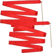 2pcs Dance Ribbon Streamers Gymnastics Twirling Rhythmic Ribbon Rhythmic Ribbons Dancing Silk Ribbons Dance Ribbons Streamers Gym Ribbon No Knot to Rotate Stick Wooden