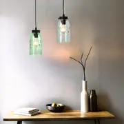 Mason Pendant Vintage Jar Clear and Green