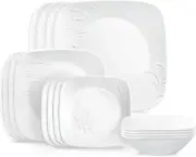 Corelle Cherish 16Pc, Service for 4, Dinnerware Set, 8 Plates 8 Bowls, Chip & Br