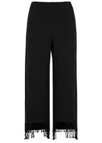 BY Malene Birger Mirabellas Fringed Cotton-blend Trousers - Black - 40 (UK12 / M) 40 (UK12 / M)