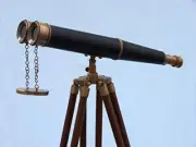 62" Floor Standing Admiral's Antique Brass Binoculars with Leather, Cyber Monday
