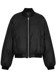 Meotine Sol Faux Leather Bomber Jacket - Black - M/L (UK14 / L) M/L (UK14 / L)