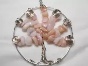 Celtic Irish Peruvian Pink Opal Tree O' Life Tree of Life Necklace