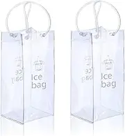 Ice Wine Bag Portable Collapsible Clear Wine Pouch Cooler with Handle for Party,Outdoor,Champagne,Cold Beer,White Wine,Chilled Beverages,Iced Drinks 3 Pack (2)