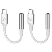 2x Bonelk Long-Life Male USB-C to Female 3.5mm Adapter For Phone/MacBook White