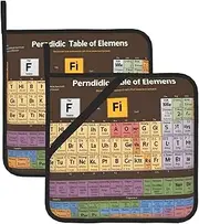 Periodic Table of Elements Potholders BBQ Pot Holders for Heat Resistant Potholder, Hot Pads,Cooking Baking(2-Pack)