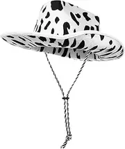 [WOFASHPURET] Lightweight Big-Eave Hat Cow Pattern Felt Printed Hat for Wedding Party Costumes