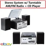 Bluetooth Stereo System Vinyl Turntable Record Player Cassette Recorder CD USB