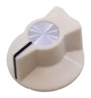 P-K381-CRM (1) Amp Knob Plastic Set Screw Skirted Pointer 1.125" Diameter Cream