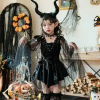 在飛比找蝦皮商城精選優惠-萬聖節兒童cosplay服裝惡魔女巫哥德舞臺表演女童cos吸