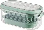 ZONADA Double Layer Ice Cube Mold with Plastic Handle for Large Capacity Icebox Freezing Ice Cube Tray (Green)