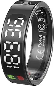 CNBRO Smart Ring with Display Health Tracker Fitness Ring Heart Rate Monitoring Sleep Tracking Exercise Tracker Women Men Smart Rings for Android iOS Phones
