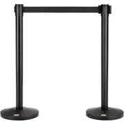 Crowd Control Stanchions, 2-Pack Crowd Control Barriers, Carbon Steel Baking Painted Stanchion Queue Post with 11FT Black Retractable Belt, Belt Barriers Line Divider for Exhibition,
