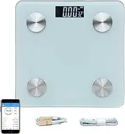 Wirless Body Fat Scale, Smart BMI Scale Digital Bathroom Weight Scale, Body Composition Analyzer with Smartphone App, White 28 x28 CM USB Rechargeable