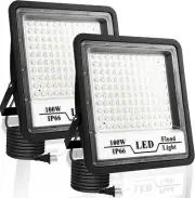 2 Pack Flood Light Outdoor 100W 10000lm LED Floodlight IP66 Waterproof Exterio