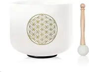 CVNC 528HZ C Note 8 Inch Flower Of Life Crystal Singing Bowl Meditation Sound Bath Sound Healing Chakra Singing Bowl