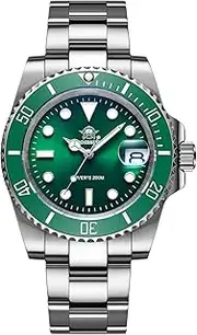[ADDIESDIVE] Quartz Dive Watches for Men Diver 200M Steel Strap Analog Luminous Multicolors Dial Black Green Blue
