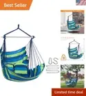 Stylish Blue Hanging Hammock Chair with Cushions - Portable Relaxation Seat