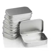 Blank Portable Small Container Metal Hinged Tin Box Case - 6pcs
