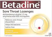 Betadine Sore Throat Lozenges, Relieves sore throat discomfort, Helps kill bacteria, Fast acting, 16 Pack