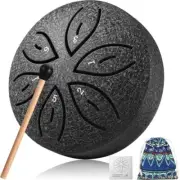 3 Inch 6 Note Steel Tongue Drum, Portable Chakra Drum for Outside Garden,