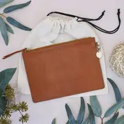 Personalised Tan Leather Pouch