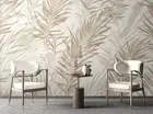 3D Tropical Leaves Brown Self-adhesive Removeable Wallpaper Wall Mural