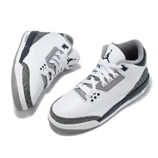 Nike 休閒鞋 Air Jordan 3 Retro GS 大童 女鞋 白 灰 午夜藍 三代 復刻 AJ3 DM0967-140