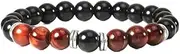 [QJZM] Natural Stone Bracelets Men 8mm Tiger Eye Black Bright Light Beaded Elastic Bracelet Charm Women Bangles Jewelry-red tiger eye 2_China