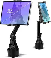 [MAEZOE] Tablet Holder Mount for Car Cup Holder, 15" Long 2-Arm 360° Adjustable Stand Holder for iPad Pro 12.9/11/10.5/9.7/Air/Mini 6/5/4, Samsung Galaxy Tab/Z Fold 6/5/4, iPhone 16/15/Pro