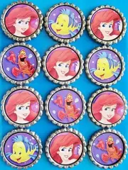 Disney Little Mermaid Arial Bottle Caps Bottlecaps Handmade Embellishments 12 pk