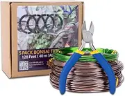 Bonsai Training Wire Set of 4 - Total 128 Feet(32 Feet Each Size) 3 Size - 1.0MM,1.5MM,2.0MM - Corrosion and Rust Resistant (with Bonsai Wire Cutter)