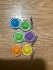 3*Fat Brain Toys Simpl Dimpl Simple Dimple, clear Popping Fidget Keychain