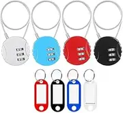 Walquicks 4 Pcs Wire Rope Lock, 12inc 4 Color Mini Code Lock with Key Tags, Wire Rope Padlock for Luggage, Jewelry Box, Backpack, Gym Locker